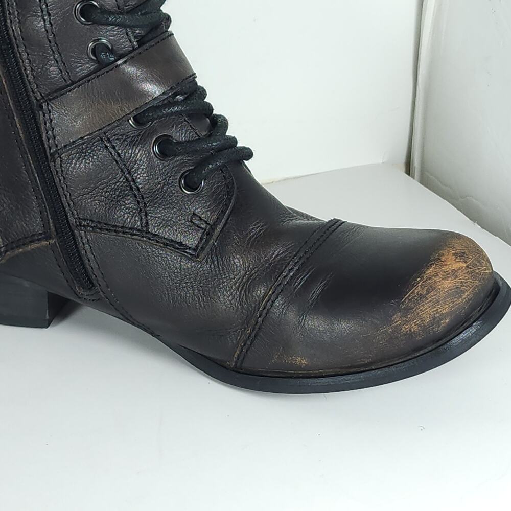 Miz Mooz Women's Melinda US 7,5 Brown Distressed Leather Riding Boots - Picture 16 of 16